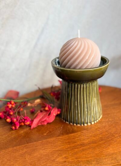 Bougeoir céramique coupe et pied conique strié