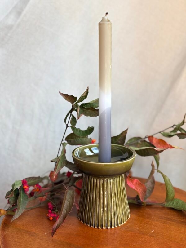 Bougeoir céramique coupe et pied conique strié