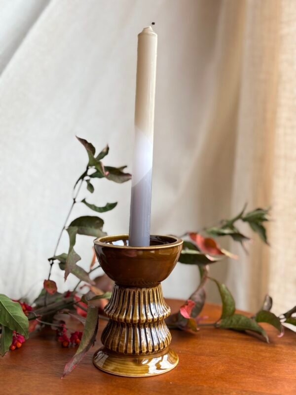 Bougeoir céramique pied frange